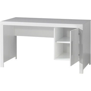 Schreibtisch VIPACK Erik Tische Gr. B/H/T: 136 cm x 76 cm x 70 cm, weiß Schreibtische mit großer Arbeitsfläche und Stauraum hinter der Tür
