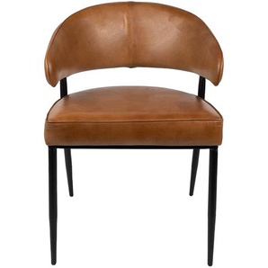 Clayre & Eef Esszimmerstühle mit Armlehne 57*60*78 cm Braun Leder Esszimmer Stühle Küchenstühle Tischstühle