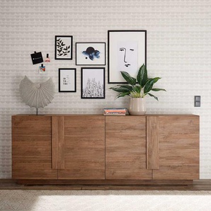 Wohnzimmer Sideboard mit 4 Drehtüren Holzoptik Naturfarben