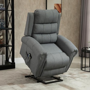 HOMCOM elektrischer Aufstehsessel Massagesessel mit Wärmefunktion Sessel mit Aufstehhilfe relaxsessel mit Fernbedienung Leinen Grau 98 x 96 x 105 cm
