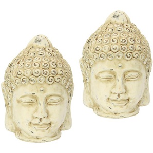 Dekofigur I.GE.A. Buddha-Kopf Dekofiguren Gr. B/H: 15 cm x 20 cm, beige (creme) Deko-Figur Figuren Skulpturen Dekofiguren 2er Set
