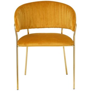 Samt Stuhl im Retrostil Goldfarben und Gelb