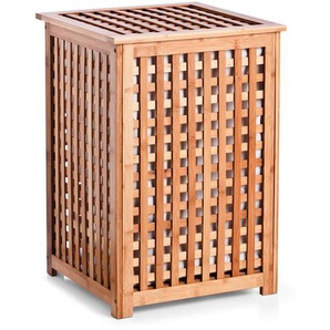 Wäschesammler , Natur , Holz, Textil , Bambus , 40x40x58 cm , Badaccessoires, Wäschesäcke & Tonnen