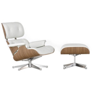 Vitra Lounge Chair XL und Ottoman weiß, Designer Charles & Ray Eames, 89/42x84/63x85-92/56 cm