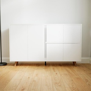 Sideboard Weiß - Designer-Sideboard: Türen in Weiß - Hochwertige Materialien - 151 x 91 x 34 cm, Individuell konfigurierbar