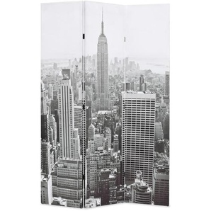 Raumteiler klappbar 120 x 170 cm New York bei Tag Schwarz-Weiß