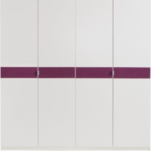 priess Kleiderschrank Madrid B/H/T: 185 cm x 193 54 cm, farbige Glasauflagen in den Türen, 4 weiß Drehtürenschränke Kleiderschränke Schränke