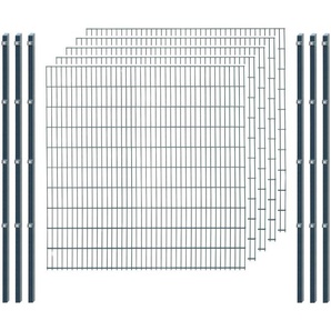 ARVOTEC Doppelstabmattenzaun 25 - 106 Zaunelemente 203 cm hoch, 5 Matten für 10 m, 6 Pfosten Gr. H/L: 203 cm x 10 m, grau (anthrazit) Zaunelemente