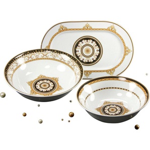 CreaTable Servier-Set Majestosa, Porzellan, (Set, 3-tlg., 2 Schüsseln, 1 Platte), Dekor schwarz abgesetzt