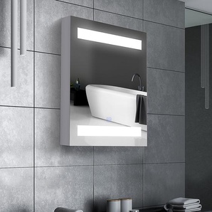 HOMCOM LED Spiegelschrank 9 W Lichtspiegel Badezimmerschrank mit Spiegel Badschrank Badezimmerspiegel mit Touch Schalter Scharnier Soft-Close-Funktion Weiß 50 x 15 x 60cm