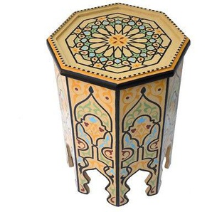 Orientalischer Marokkanischer Beistelltisch Tisch Teetisch D40cm Gelb