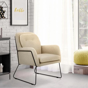 Sessel INOSIGN Flin Gr. Filzoptik, Füße schwarz, B/H/T: 69 cm x 86 cm x 75 cm, beige Einzelsessel Sessel mit Knöpfen und Kissenoptik im Rücken