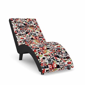 Relaxliege MAX WINZER build-a-chair Nova Sofas Gr. B/H/T: 63 cm x 84 cm x 160 cm, Flachgewebe, Korpus: Kunstleder schwarz-Füße: Schwarz, bunt (print by steffen kindt) Relaxliegen inklusive Nackenkissen, zum Selbstgestalten