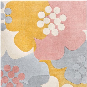 Teppich FLAIR RUGS Retro Floral Teppiche Gr. B/L: 160 cm x 230 cm, 10 mm, 1 St., gelb (ocker) Esszimmerteppiche fußbodenheizungsgeeignet, mit Hoch-Tief-Effekt, florales Muster