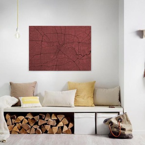 A.S. Création Leinwandbild metropolitan 3, Modern (1 St), Keilrahmen Bild Stadtplan Karte Rot