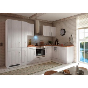 Respekta Eckküche Landhaus , Weiß , 2 Schubladen , 310x172 cm , links aufbaubar, rechts aufbaubar , Küchen, Eckküchen