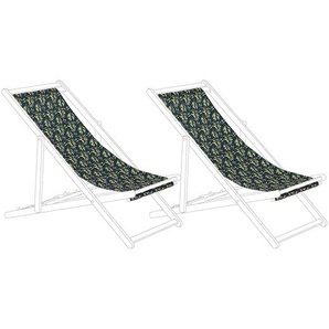Stoffbezüge für Gartenliege 2er Set Dunkelgrün aus Polyester 113 x 44 cm mit Olivenzweigmotiv Gartenausstattung Outdoor Garten Accessories