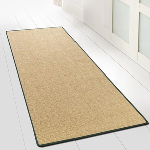 Teppich-Läufer auf Maß gekettelt | Salvador natur | Kettelung: Grün | Breite: 66 cm, Länge: 500 cm