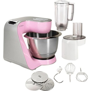 BOSCH Küchenmaschine CreationLine MUM58K20 Küchenmaschinen ohne Kochfunktion inkl. 1,25 L Mixer, Durchlaufschnitzler, 3 Scheiben und Patisserie-Set rosa (rosa, weiß) Küchenmaschinen Küchenmaschine ohne Kochfunktion