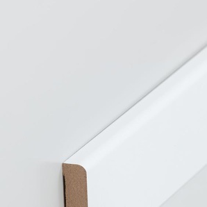 Südbrock Fußleiste 13 x 58 x 2500 mm, Oberkante abgerundet, MDF-Kern mit weißer, lackierfähiger Foli