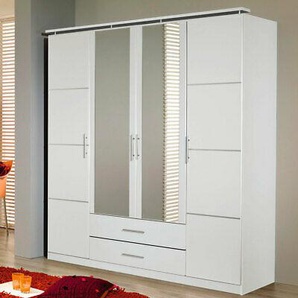 Kleiderschrank Micro Weiß Mit Spiegel Schlafzimmer Drehtürenschrank 181 Cm