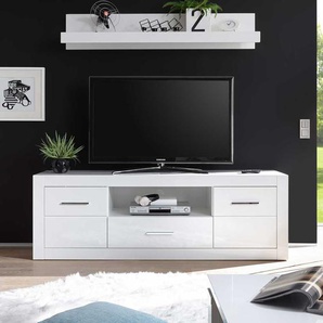 TV Lowboard in Hochglanz Weiß 180 cm breit