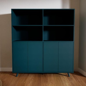 Aktenregal Blaugrün - Flexibles Büroregal: Türen in Blaugrün - Hochwertige Materialien - 151 x 168 x 47 cm, konfigurierbar