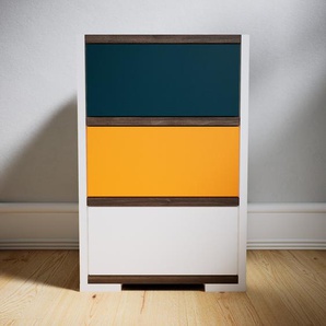 Kommode Weiß - Design-Lowboard: Schubladen in Blaugrün - Hochwertige Materialien - 41 x 62 x 34 cm, Selbst zusammenstellen