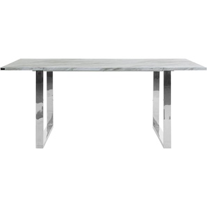 Esstisch LEONIQUE Cevennen Tische Gr. B/H/T: 200 cm x 76 cm x 100 cm, bunt (marmorfarben weiß, silber, silber) Esstische rechteckig Tischplatte aus MDF in Marmor Optik, Gestell Metall, Höhe 76 cm