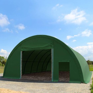 TOOLPORT Rundbogenhalle 9,15x12m PVC 720 g/m² wasserdicht dunkelgrün