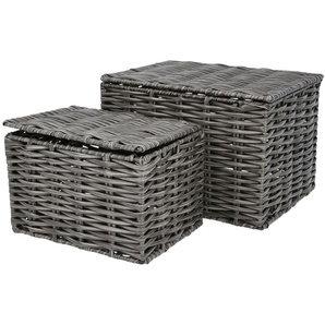 Aufbewahrungsbox, 2er Set - grau - Metall, Kunststoff, Kunststoff, Metall - 20 cm - 13 cm - 16 cm | Möbel Kraft