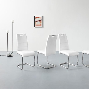 Freischwinger HELA FLORA Stühle Gr. B/H/T: 43 cm x 98 cm x 59 cm, 4 St., Kunstleder, Metall, weiß (weiß, chrom) Freischwinger Stühle 2 oder 4 Stück