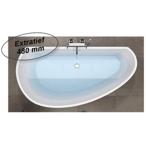 Badewanne Acryl freistehend Oval rechts zulaufend weiß 170x85cm