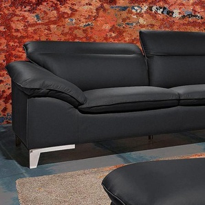 Polstergarnitur COTTA Sitzmöbel-Sets Gr. Luxus-Kunstleder, mit Kopfteilverstellung, schwarz Couchgarnituren Sets Set: bestehend aus 2-Sitzer und Hocker, frei im Raum stellbar