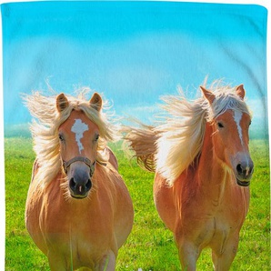Strandtuch GOOD MORNING Horses Handtücher Gr. B/L: 75 cm x 150 cm (1 St.), bunt (multi, grün) Handtücher Badetücher Pferde Motiv, trocknet schnell, Kinder
