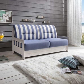 Maritimes Sofa mit Schlaffunktion Blau Weiß gestreift