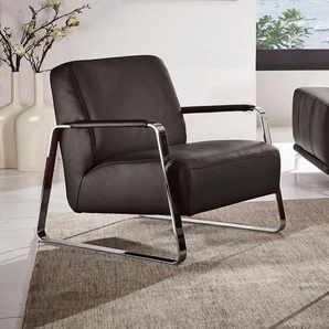 W.SCHILLIG Cocktailsessel quadroo, mit bezogenen Armlehnen, Gestell in Chrom glänzend