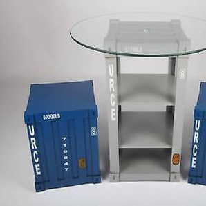 Point-home 3-er Set Design-möbel container, Tisch, Stuhl, Retro, 41/71cm