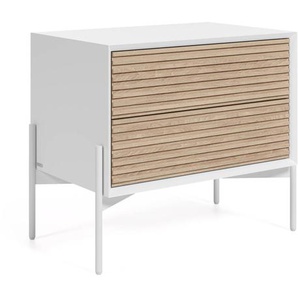 Kave Home - Marielle Nachttisch aus Eschenfurnier und weiß lackiert 64 x 54 cm