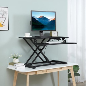 Vinsetto Computertisch Stehpult Standtisch Schreibtisch höhenverstellbar Erhöhung Tischaufsatz ergonomisch Design MDF Metall Schwarz 85 x 71 x 11-50,5 cm