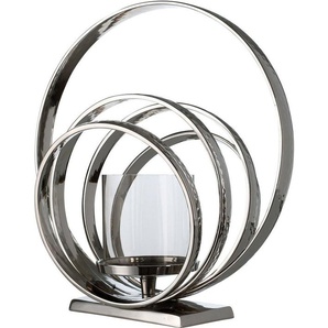 GILDE Kerzenhalter »Ringe« (1 St), Kerzenleuchter aus Aluminium, Höhe ca. 46 cm