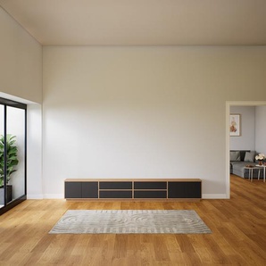 Lowboard Graphitgrau - TV-Board: Schubladen in Graphitgrau & Türen in Graphitgrau - Hochwertige Materialien - 300 x 46 x 34 cm, Komplett anpassbar