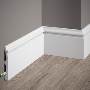 Mardom Decor ScratchShield® weiss lackierte Sockelleiste MD358P Fußbodenleiste 200 x 11,7 x 1,4 cm