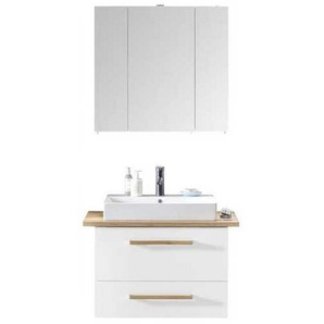Stylife Badezimmer , Weiß, Eiche , Glas , 2 Schubladen , 102.2 cm , hängend, erweiterbar , Badezimmer, Badmöbel-Sets
