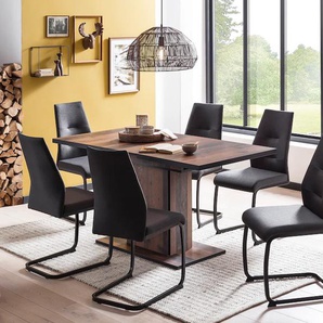 Essgruppe HELA Ariana Sitzmöbel-Sets Gr. Einlegeplatte, grau (oldwood, anthrazit, schwarz, schwarz) Essgruppen Tisch ausziehbar auf 160 cm