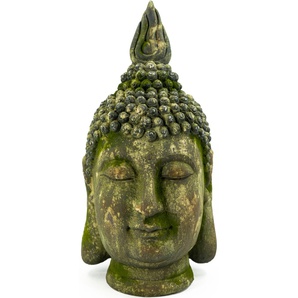 Buddhafigur NOOR LIVING Buddhakopf Dekofiguren Gr. B/H/T: 42 cm x 74,5 cm x 38,5 cm, grün Figuren Skulpturen
