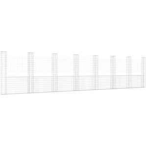 Gabionenkorb U-Form mit 8 Säulen Eisen 860x20x200 cm