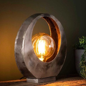 Design Tischlampe in Altsilberfarben Metall