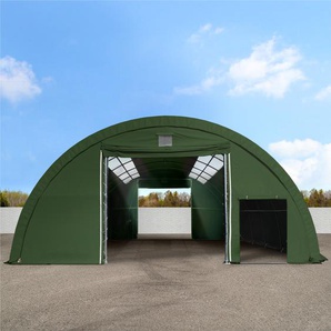 TOOLPORT Rundbogenhalle 9,15x12m PVC 720 g/m2 wasserdicht dunkelgrün
