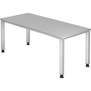 bümö® Schreibtisch Q-Serie höhenverstellbar, Tischplatte 180 x 80 cm in grau, Gestell in silber